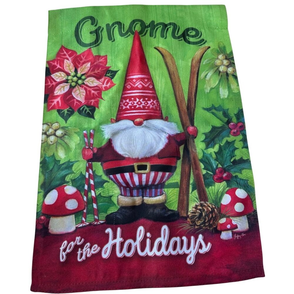 Evergreen Enterprises Gnome For the Holidays Garden Banner Flag 12.25" x 17.5"